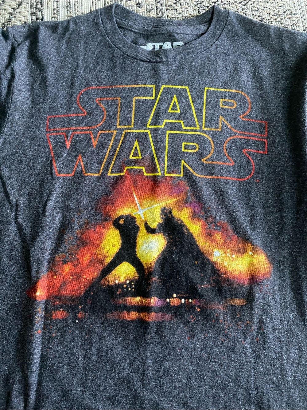 Star Wars Shirt of Darth Vader and Luke Skywalker dueling with lightsabers